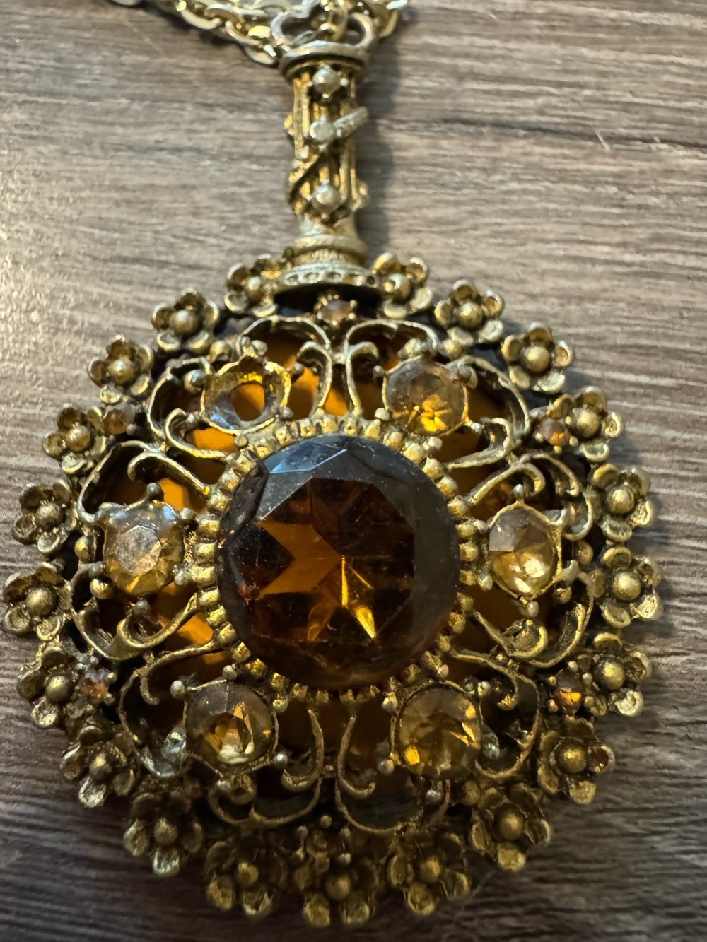 Sam Fink Design Amber Rhinestone Mirror Pendant - Picture 3 of 5